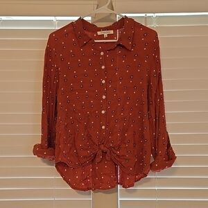 Women's Rust Button-Up Top